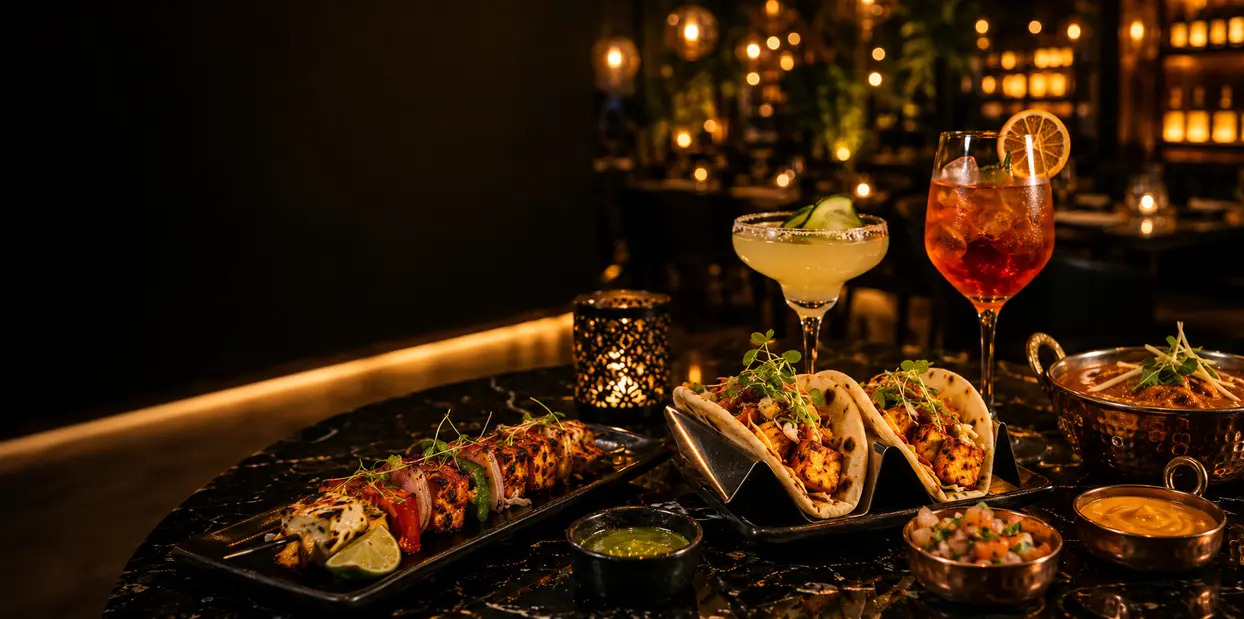 Date Night at Elysium featuring Indian fusion starters and cocktails